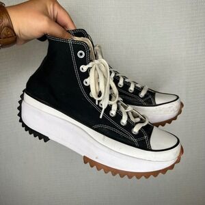 Converse Run Star Hike High Top Sneakers Black White Platform Men's Size 9